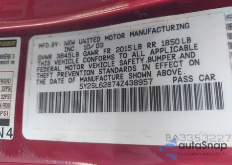 2004 Pontiac Vibe из США, поврежденный, VIN 5Y2SL62874Z438957